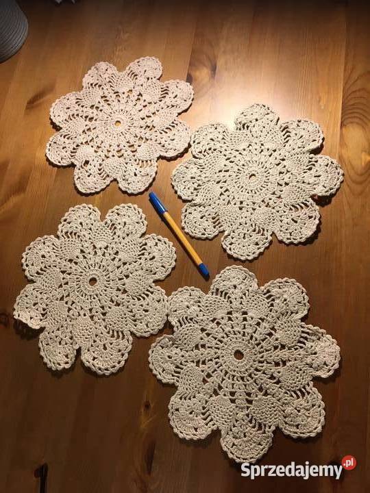 Serwetki szydełkowe rękodzieło 100grube nici beżowy Warszawa