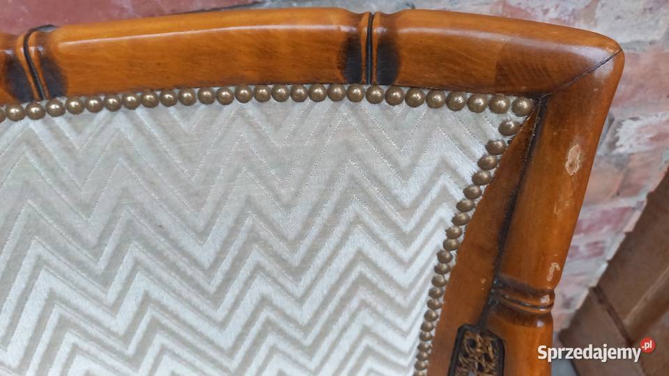 Fotel 2 orzechowy rattanowy z tapicerką beżową zachodniopomorskie Gawroniec