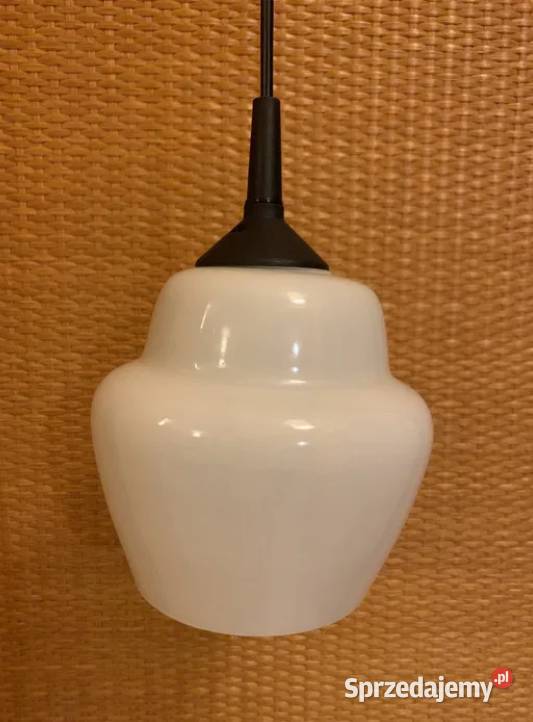Lampa zwis klosz biały vintage PRL wisząca Warszawa