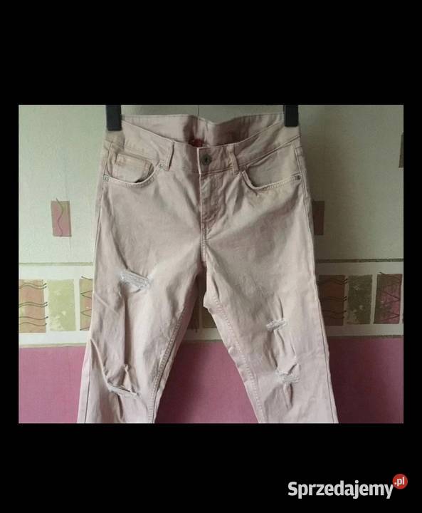HM spodnie dżinsowe destroy ripped jeans z Spodnie Leszno