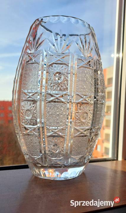 Piękny wazon kryształowy PRL Wrocław