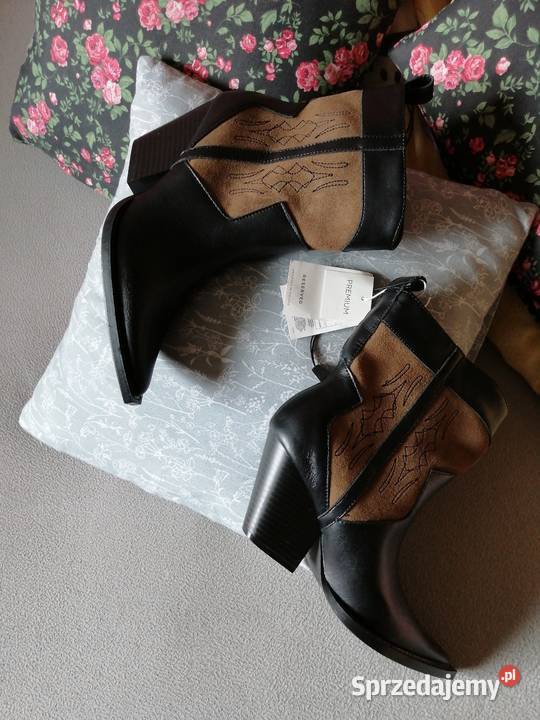 RESERVED Premium SkÓRZANE buty kowbojki NA Leszno