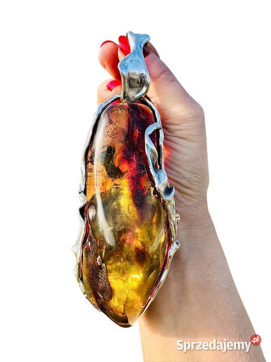 Okazały Duży wisior bursztyn bałtycki srebro 925 Wisiorki Pomlewo