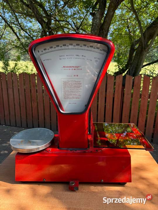 Waga sklepowa szalkowa PRL czerwony podlaskie Augustów