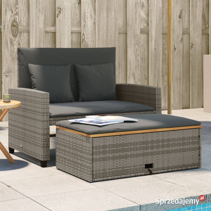 Sofa ogrodowa z poduszkami 2os szara rattan PE i mazowieckie Warszawa