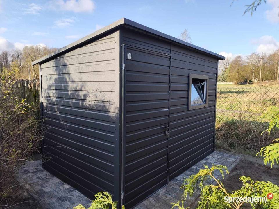 MAŁY GRAFITOWY Garaż Blaszany Na narzędzia Gostynin