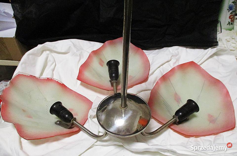 Żyrandol Chrom Szklane Klosze Liście lata 60 PRL Pozostałe Nieporęt