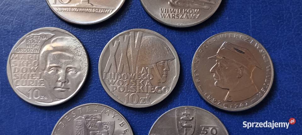 Stare monety 10 złotych 7 monet PRL Polska Lesko