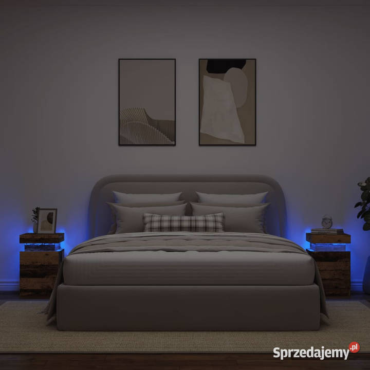 Szafki nocne z LED 2 stare drewno 35x39x55 Warszawa