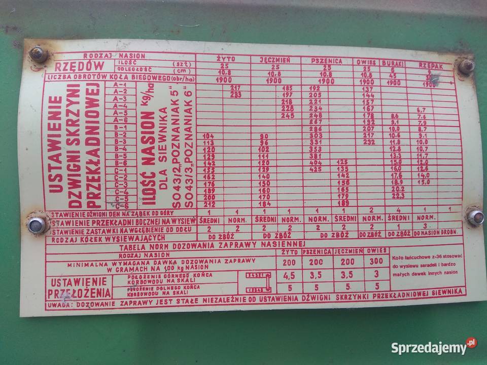 Siewnik poznaniak S043 27m Wierzchucice sprzedam