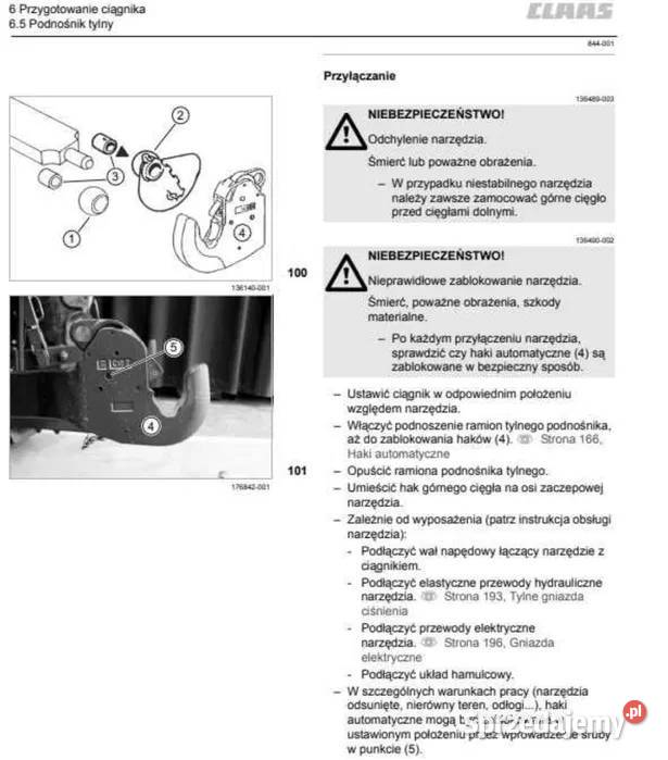 Instrukcja obsługi Claas NEXOS VE F VL 240 230 Zduńska Wola
