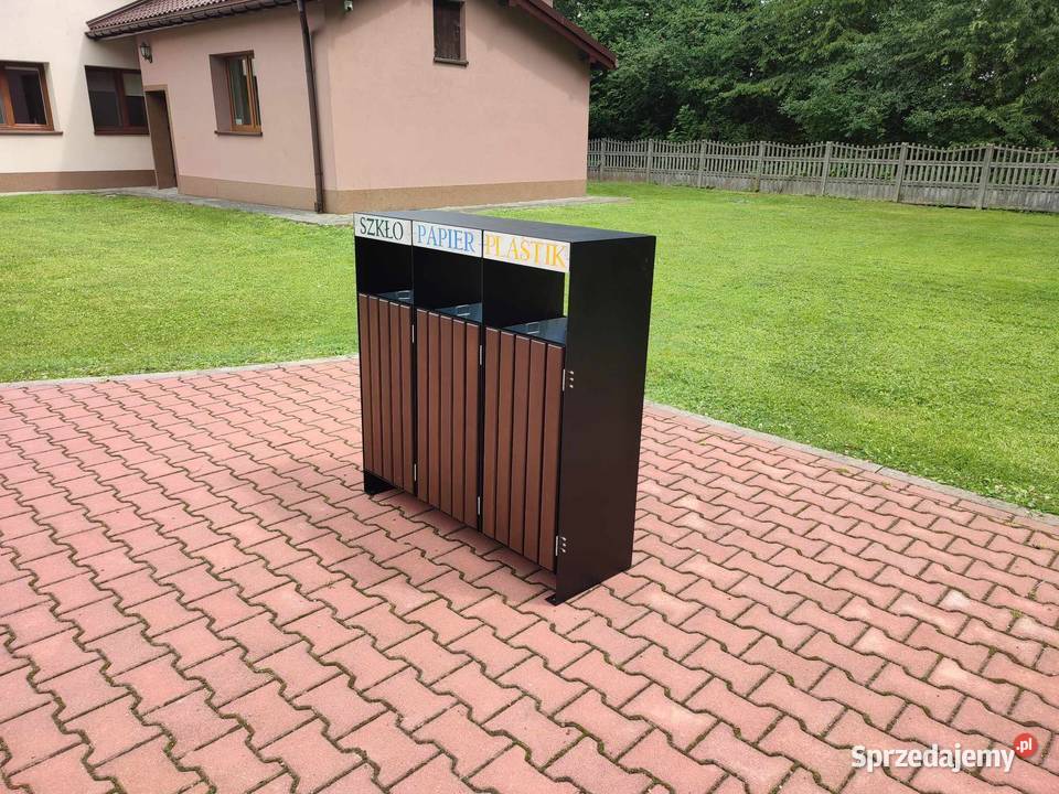Kosz na śmieci do segregacji stalowo drewniany Targowiska sprzedam