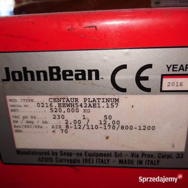 Wyważarka John Bean B2000p plus zmieniarka John Orle