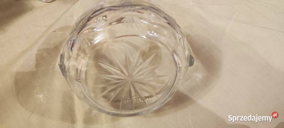 Stary koszyczek kryształowy rzeźbiony Porcelana i szkło Wrocław sprzedam
