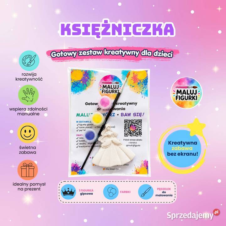 Figurka gipsowa Księżniczka do malowania farbki