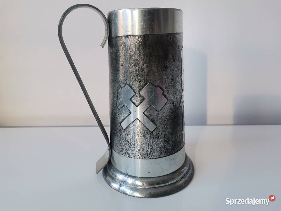 Stary cynowy kufel górniczy Śląsk KWK