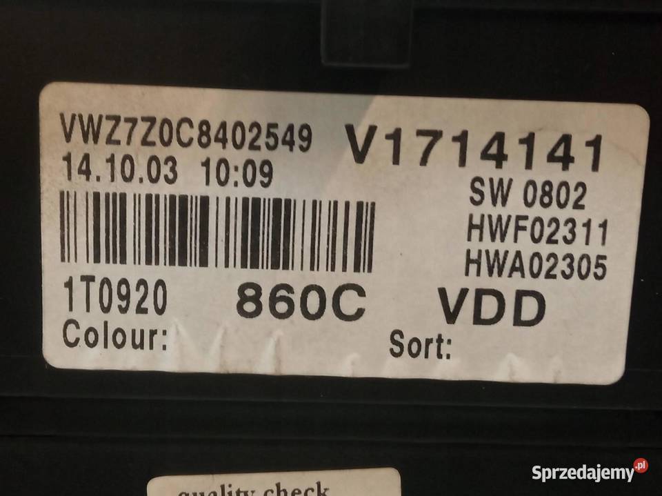 LICZNIK EU 1T0920860C 20 TDI VW Volkswagen