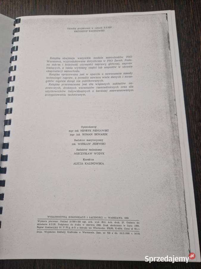 Instrukcja obsługi FSO Warszawa 203 203P Naprawa sprzedam