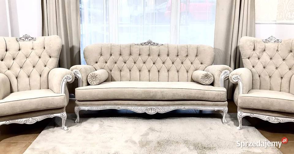 Komplet Ludwikowski zestaw sofa fotele Ludwik Jagodnik
