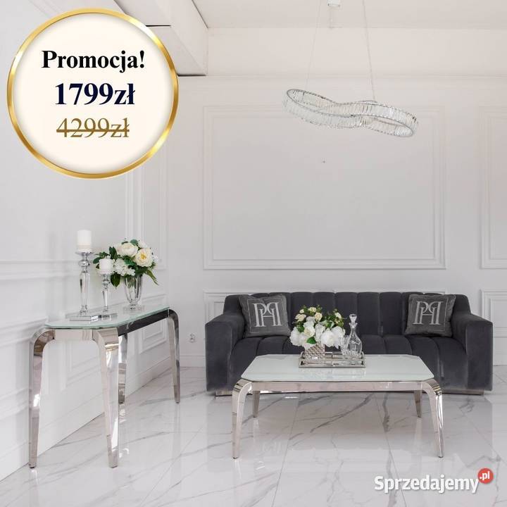 Stolik Kawowy ELITE Srebrny Glamour Designerski Warszawa