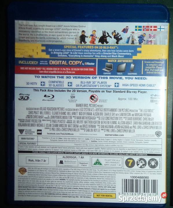film Bluray The Lego movie 3D English brak Rzeszów