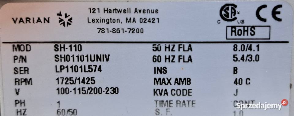 Pompa Prozniowa Varian SH 110 Pleszew sprzedam