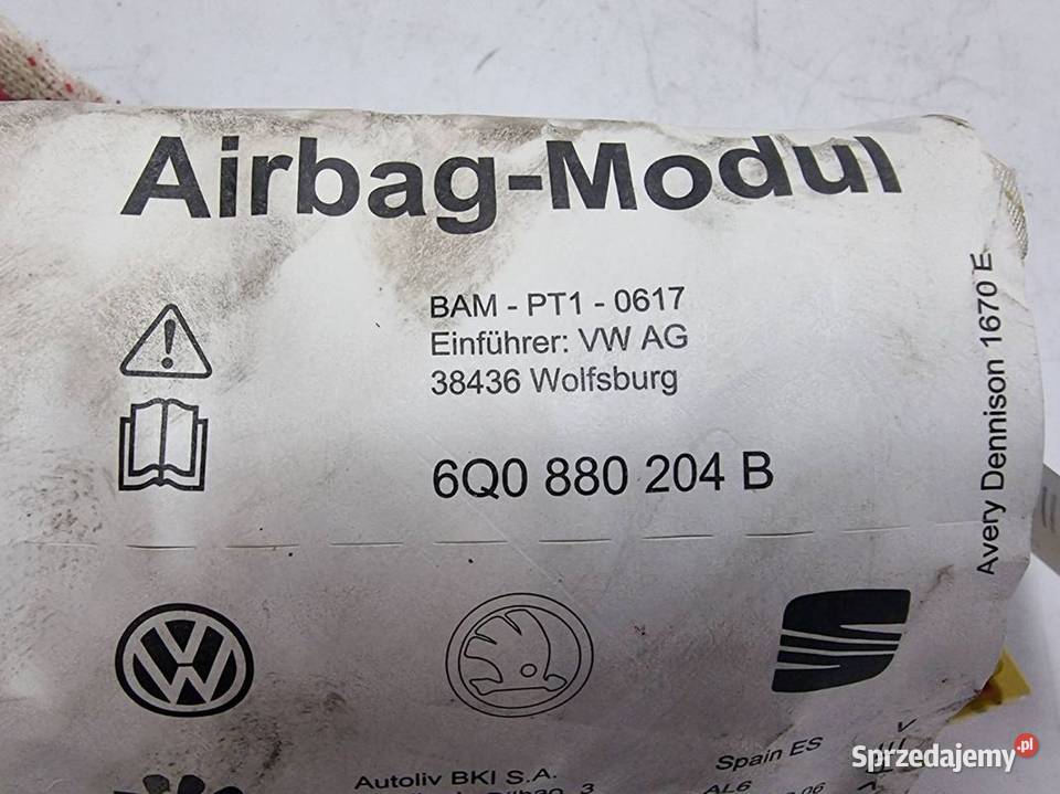 PODUSZKA AIRBAG VOLKSWAGEN POLO 9N 6Q0880204B Pozostałe Lipno