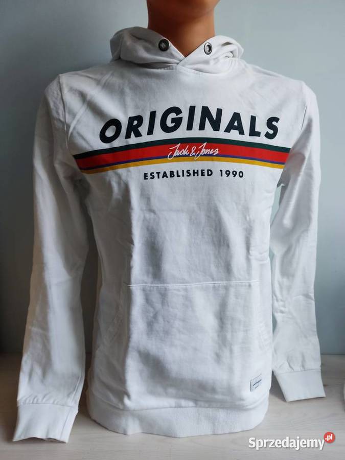 Bluza z kapturem Jack Jones biała Odzież codzienna