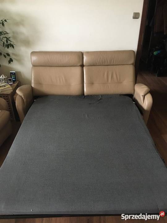 Skórzana sofa z funkcją spania dwa fotele z Łóżka, wersalki i sofy sprzedam