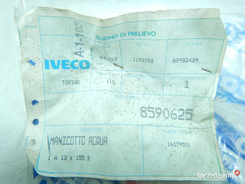 PRZEWÓD CHŁODNICY IVECO 95 109 ZETA 8590625 ciężarowe