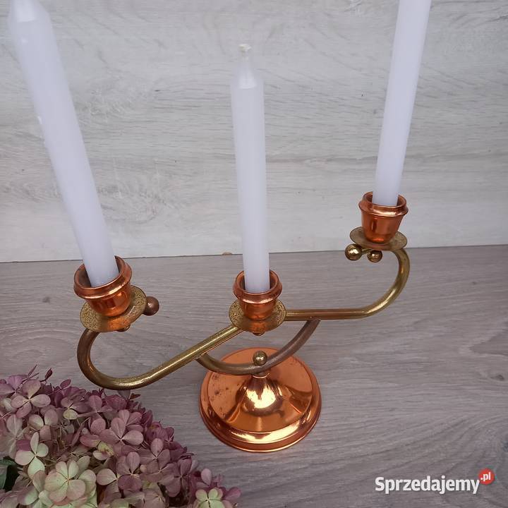 Miedziany świecznik trójramienny Świeczniki Warszawa sprzedam