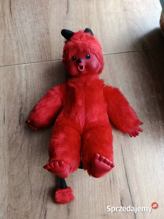 Zabawka stara monchichi czerwony diabełek
