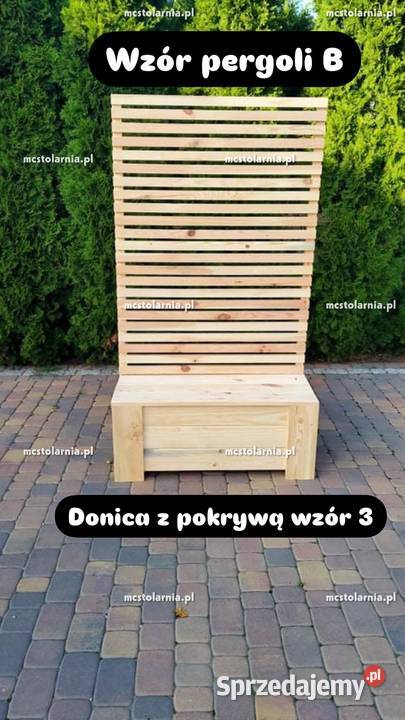 donica drewniana z pergolą loft warzywniak wielkopolskie sprzedam