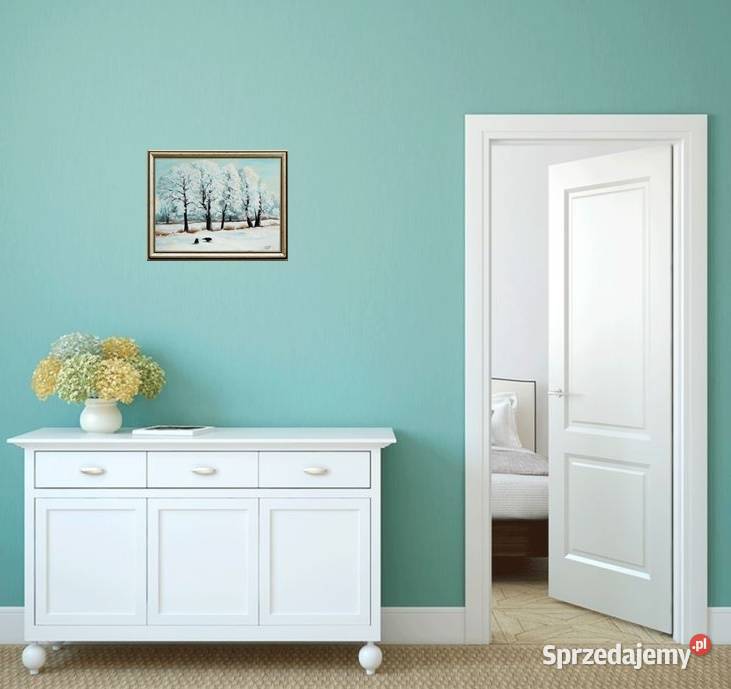 Obraz olejny Pejzaż zimowy z wronami Lublin sprzedam