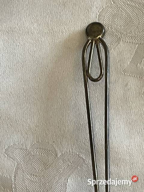 Zestaw łyżeczek PRL z lat 60 plater z bursztynem