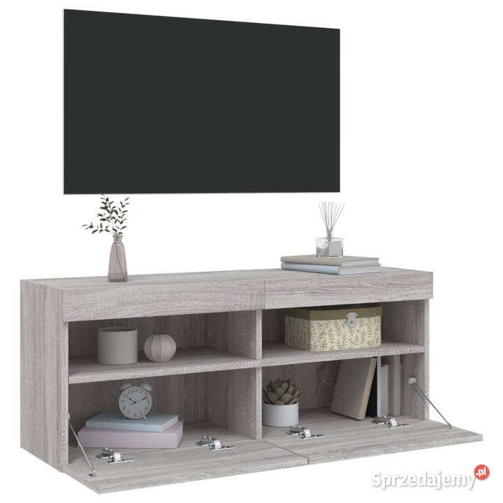 Ścienna szafka TV z LED szary dąb sonoma Warszawa