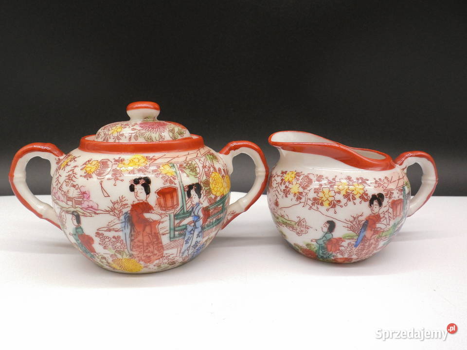 Stary Japoński Komplet Porcelanowy Cukiernica i Porcelana i szkło Raszków