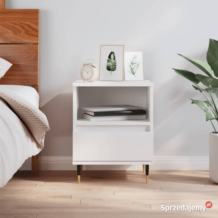 Szafka nocna biała 40x35x50 materiał