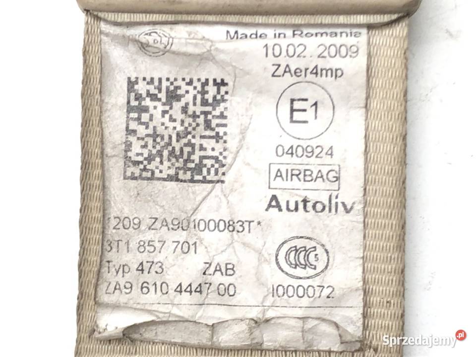 PAS BEZPIECZEŃSTWA PRZÓD LEWY SKODA SUPERB II