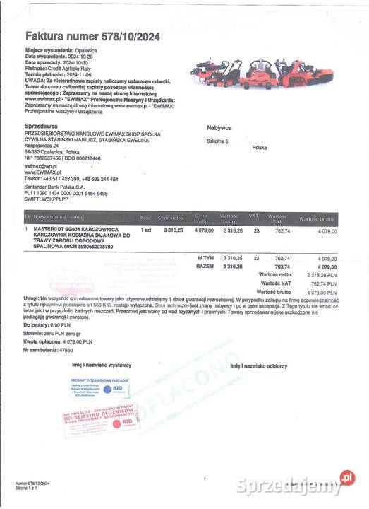 Karczownica Mulczer Kosiarka sprzedam