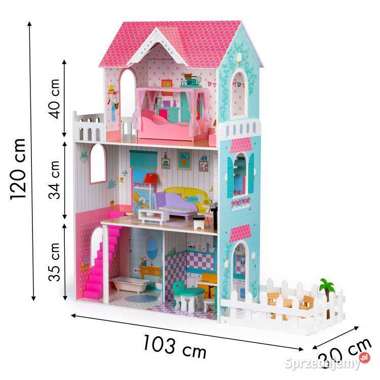 Drewniany domek lalek z ogrodem XXL Bielsk Podlaski sprzedam