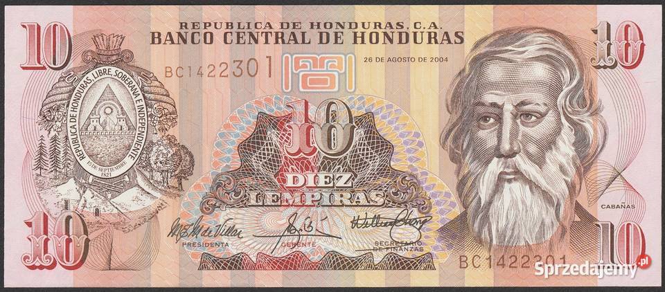 HONDURAS 10 LEMPIRAS 2004 STAN BANKOWY UNC łódzkie Łódź