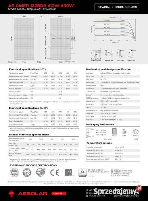 Panel Fotowoltaiczny AESOLAR 620W Bifacial