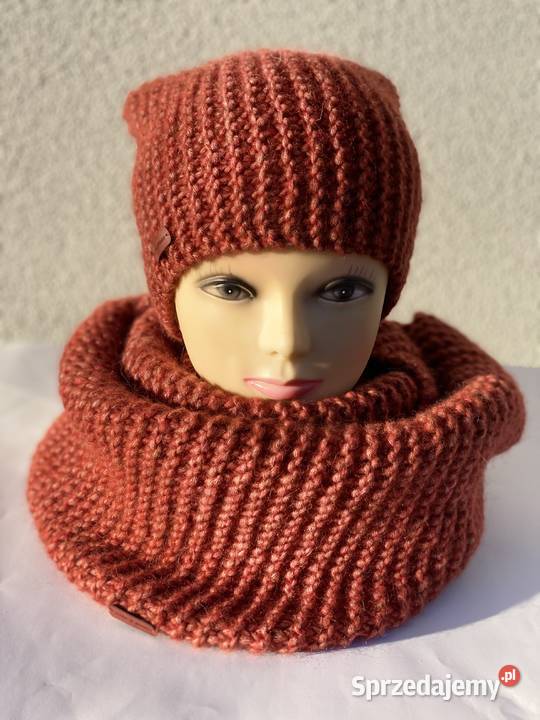 Komin podwójny czapka komplet MERINO ALPAKA Łódź