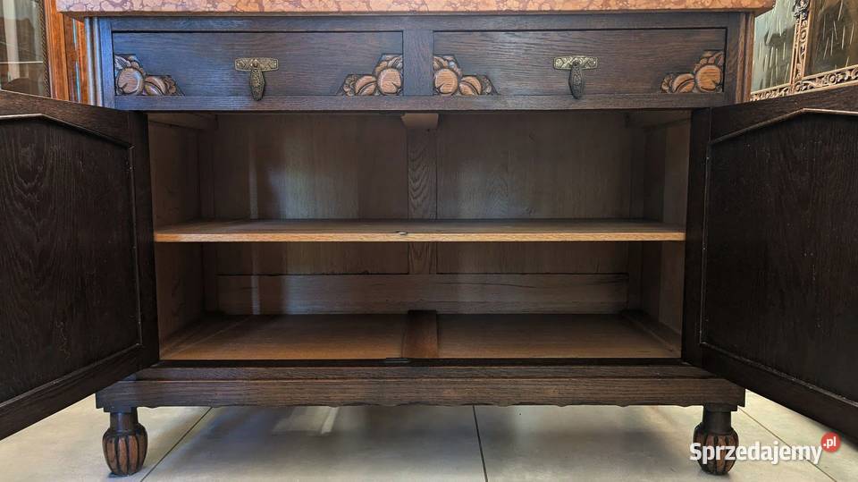 Piękna dębowa komodaszafka art deco z marmurem śląskie Dąbrowa Górnicza sprzedam