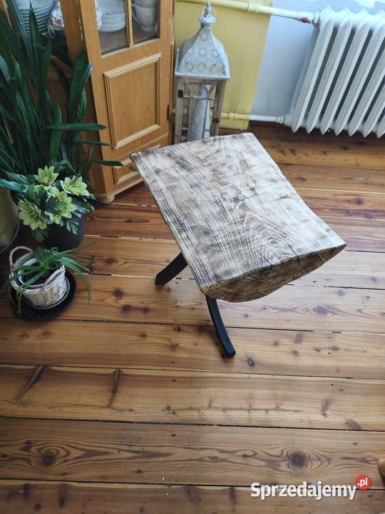 Stolik kawowy taboret bukowy opalany Dziemiany sprzedam