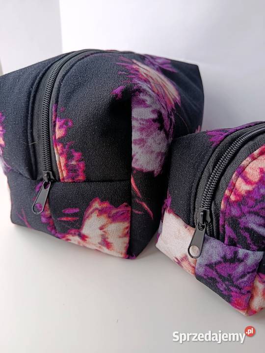Kosmetyczka duża materiałowa w kwiaty zestaw