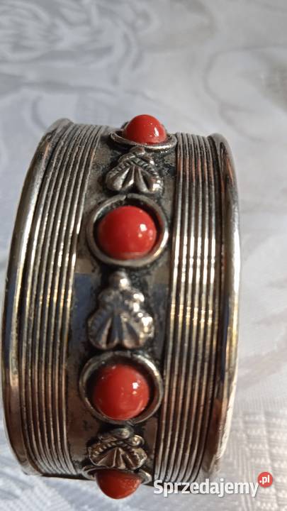 WIEKOWA SREBRZONA BRANSOLETA Z KORALEM Ozdoby Piła