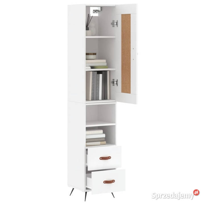 Wysoka szafka biała 345x34x180 materiał Warszawa