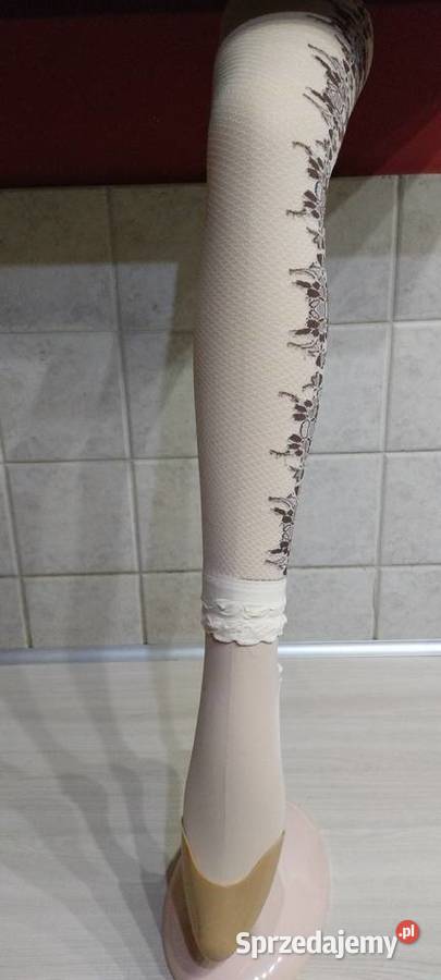 Leginsy w kolorze beżowo ecri we wzory Valery lubelskie